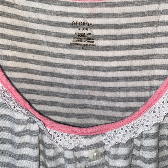 George Sleepwear Tank Top White & Gray Stripes camisoles Size medium 8-10 - Picture 2 of 4